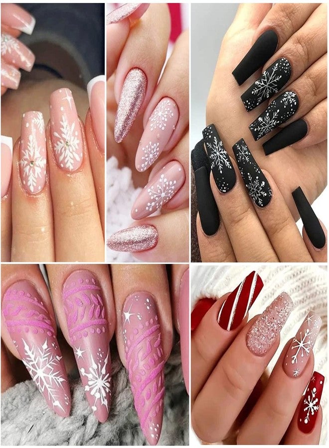 BSBTBZ 8PCS Snowflake Nail Art Stickers White Glitter Snow Nail Design 3D Self Adhesive Nail Decals Snowflakes Sticker for Nails Art Accessories Shiny Decal Manicure Winter New Year Christmas Nail Decoration - Image 4